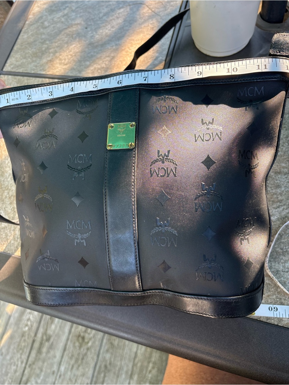 MCM Black Monogram Crossbody Bag with Gold-Tone Hardware - Picture 12 of 14